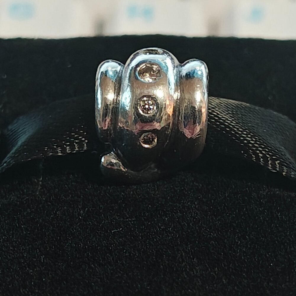 Authentic Pandora Retired Champagne Swirl CZ Charm 790328CCZ Sterling Silver - Picture 4 of 8